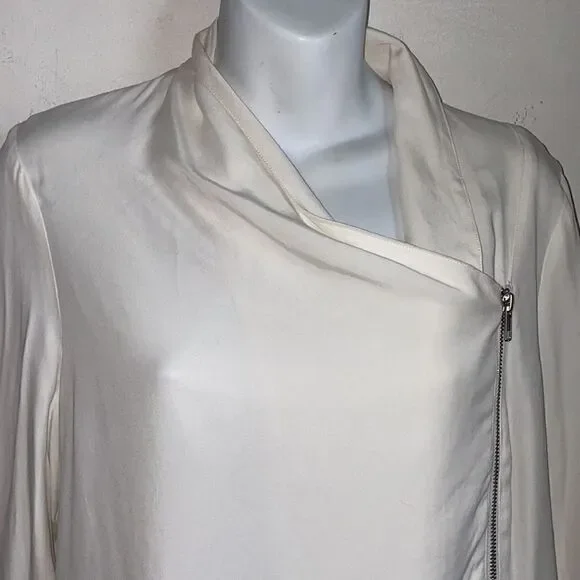 TROUVE White Modal Asymmetrical Zip Moto Jacket-S - Picture 3 of 7